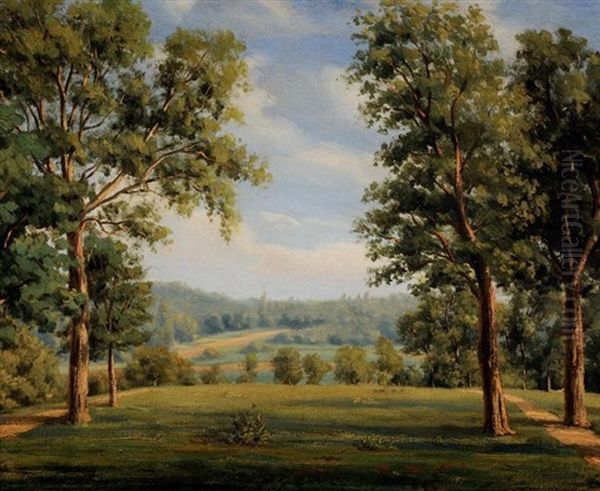 Vue Prise Du Parc De Saint Cloud Oil Painting by Prosper Baccuet