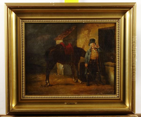 Figurscen Medhast Och Ryttare Oil Painting by Victor Adam