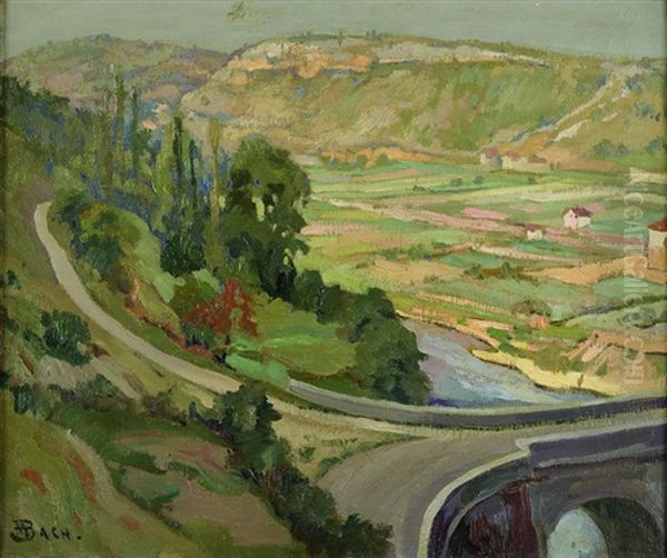 Route Et Aqueduc Devant Une Vallee Oil Painting by Marcel Bach