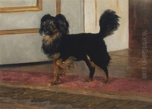 A Papillon Oil Painting by Otto Bache