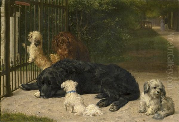 Hunde Mussen Drausen Bleiben Oil Painting by Otto Bache