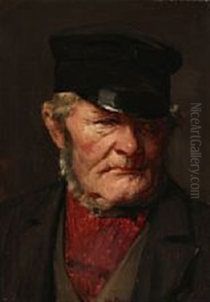 Portrait Of A Man Wearing A Brown Coat Oil Painting by Otto Bache