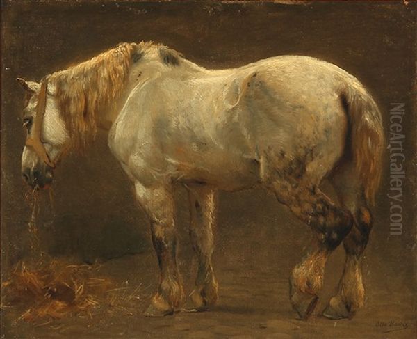 A Horse Oil Painting by Otto Bache