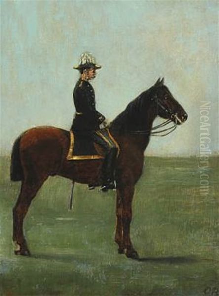 Landscape With Horse Riding Danish King Chr. Ix Oil Painting by Otto Bache