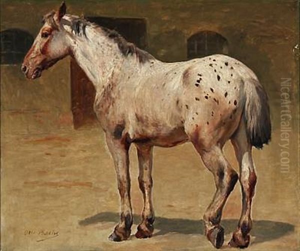 A White Horse Oil Painting by Otto Bache