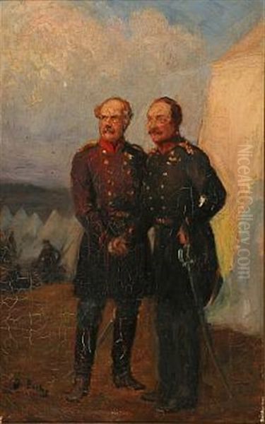 Generalerne Olaf Rye & Schleppegrell, Som Faldt For Danmark I Sonderjylland Oil Painting by Otto Bache