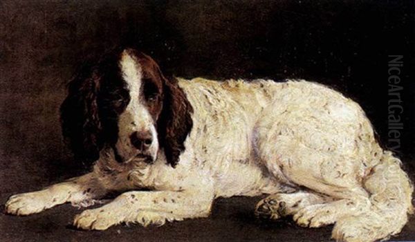 Liggende Spaniel Oil Painting by Otto Bache