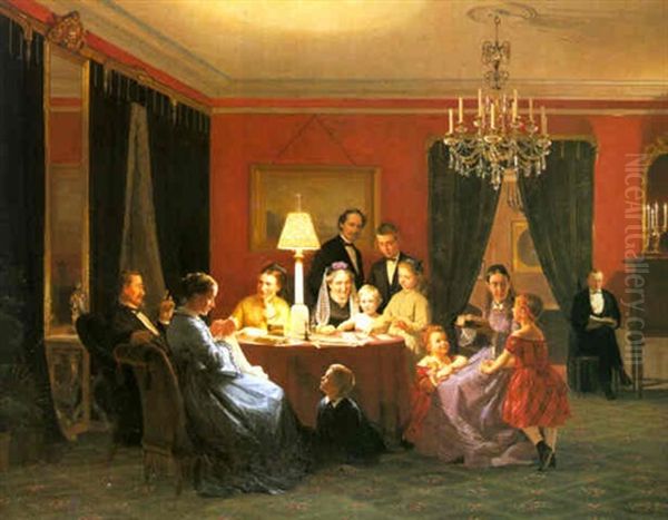 Portrftgruppe Af Familien Raeder Oil Painting by Otto Bache