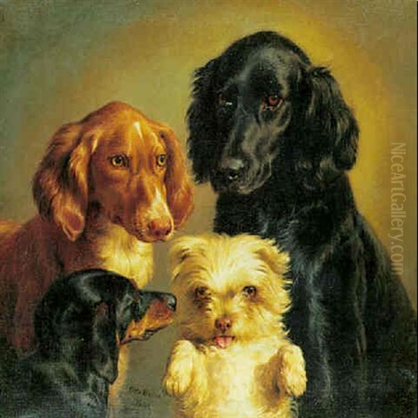 Fire Hunde Oil Painting by Otto Bache