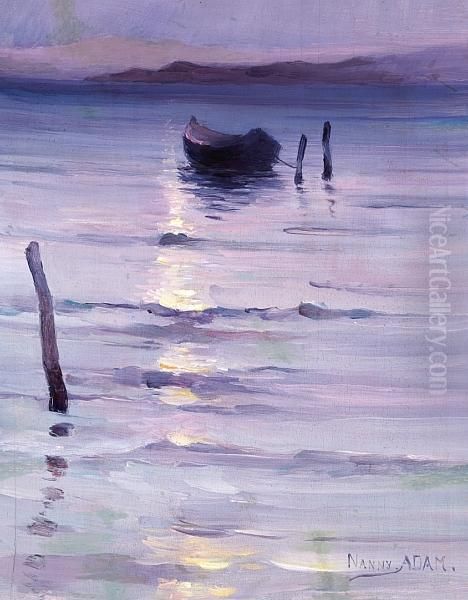 A Dinghy On The Ocean In The Evening Light Oil Painting by Nanny, Suzanne Adam-Laurens