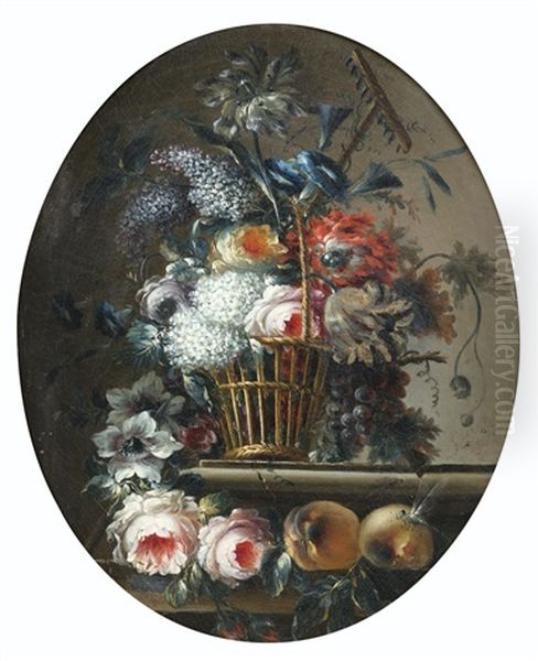 Nature Morte Au Panier De Fleurs Oil Painting by Jean-Jacques Bachelier