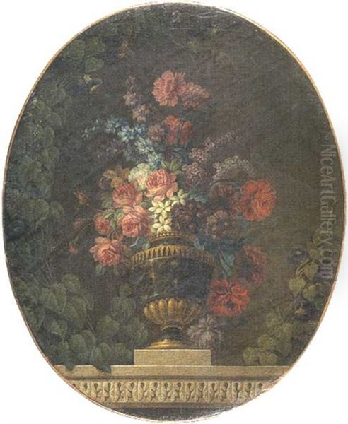 Vase De Fleurs Sur Un Entablement Oil Painting by Jean-Jacques Bachelier