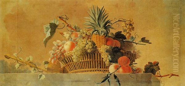 Natura Morta Con Cesto Di Frutta Su Un Tavolo Oil Painting by Jean-Jacques Bachelier