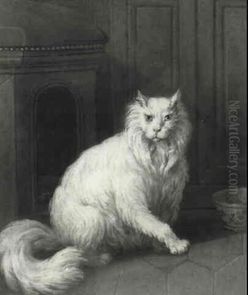 Cat Near A Niche And A Chinese Bowl Oil Painting by Jean-Jacques Bachelier