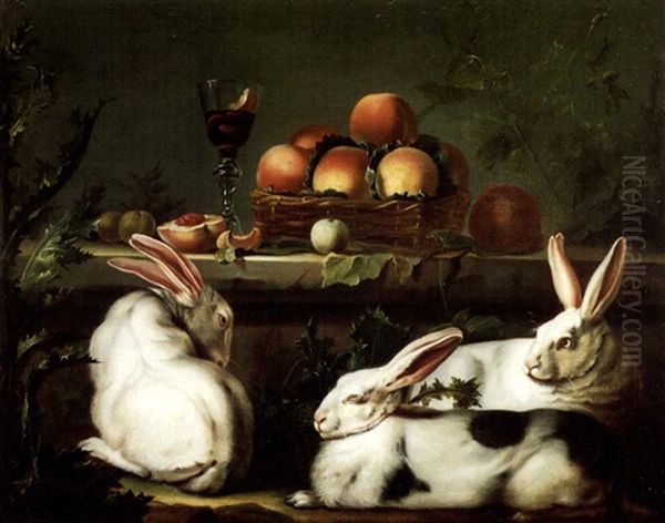 Still Life With Fruit And Rabbits by Jean-Jacques Bachelier