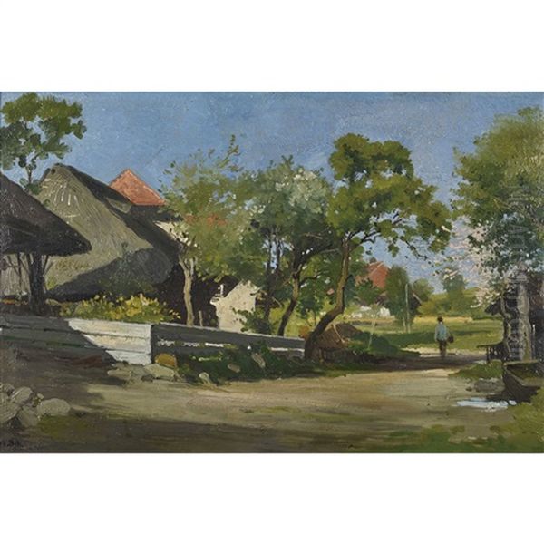 Sommerliche Dorfpartie Oil Painting by Auguste Bachelin