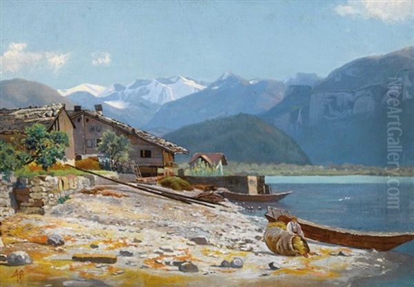 Uferpartie Bei Brienz Oil Painting by Auguste Bachelin