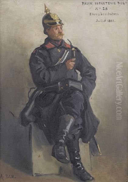 Bildnis Eines Soldaten Der Rheinischen Infanterie Oil Painting by Auguste Bachelin