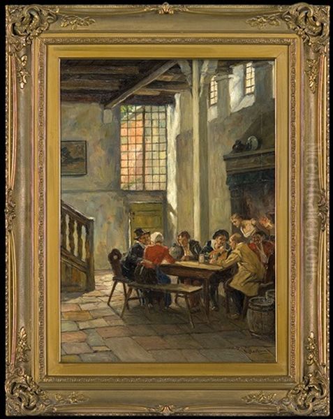 Society At The Table Oil Painting by Gottfried Albert Maria Bachem