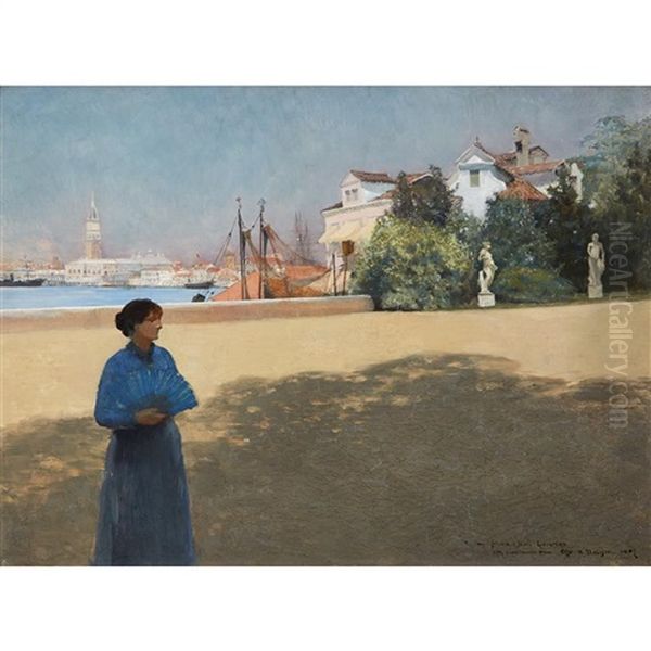 Along The Grand Canal Oil Painting by Otto Henry Bacher