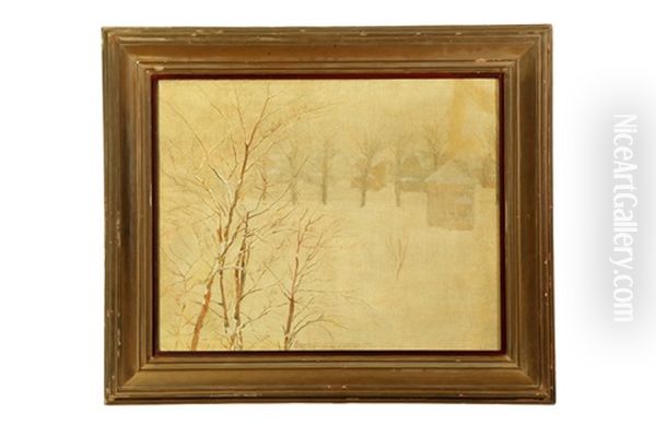 Winter Landscape Oil Painting by Otto Henry Bacher