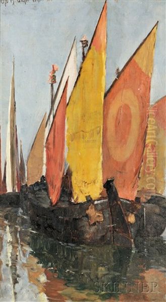 Venetian Sailboats Oil Painting by Otto Henry Bacher