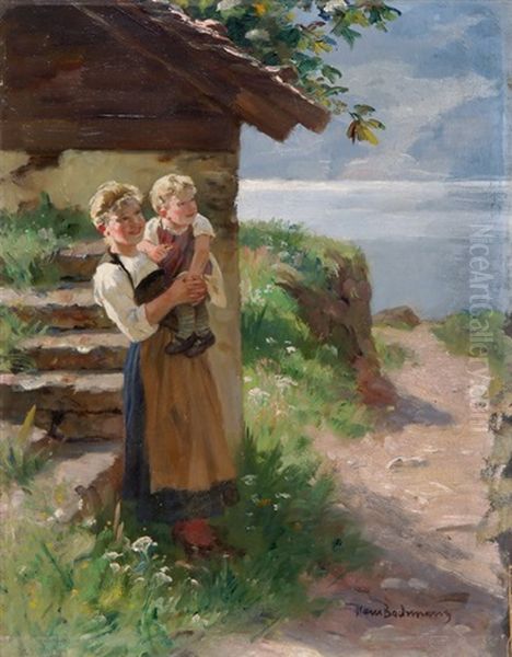 Mutter Mit Kind Oil Painting by Hans Bachmann