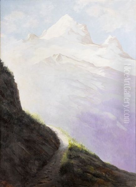 Schneebedecktes Gebirgsmassiv Im Berner Oberland Oil Painting by Hans Bachmann