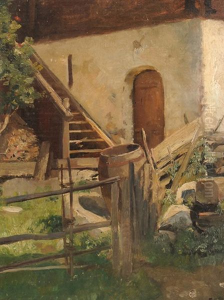 Hinterm Haus Oil Painting by Hans Bachmann