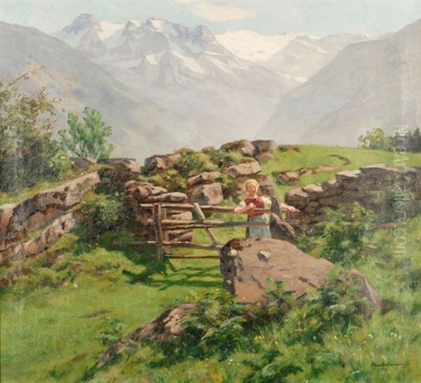 Blick Vom Burgenstock Ins Engelbergtal Oil Painting by Hans Bachmann