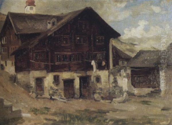 Blick Auf Ein Dorfhaus Oil Painting by Hans Bachmann