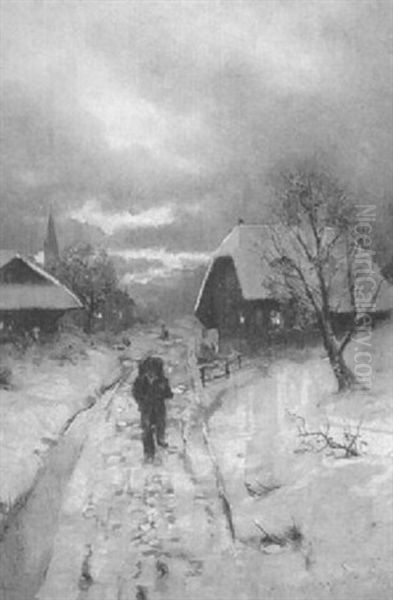 Dorf Im Winter by Hans Bachmann