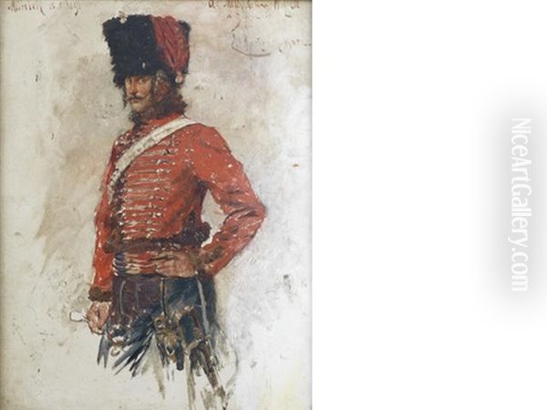 Portrait Of A Soldier Oil Painting by Emmanuel Bachrach-Baree