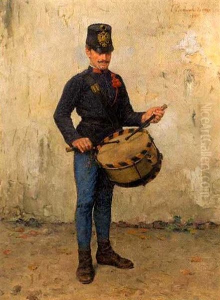 Uniformed Drummer Oil Painting by Emmanuel Bachrach-Baree