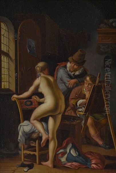 Im Atelier Des Kunstlers Oil Painting by Johann Bachta