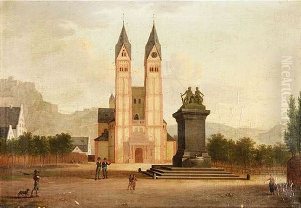 Die Basilika St. Castor In Koblenz Oil Painting by Johann Bachta