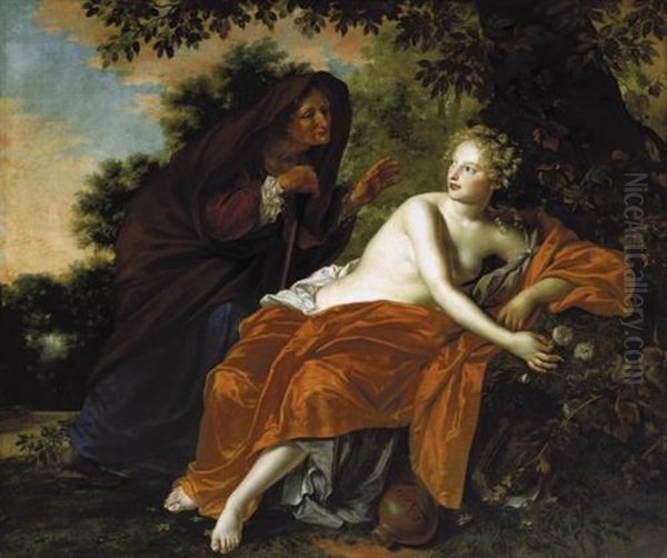 Vertumnus And Pomona Oil Painting by Adriaen Backer