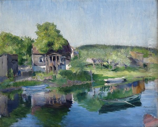 From Sandvikselven (the Sandvik River) Oil Painting by Harriet Backer