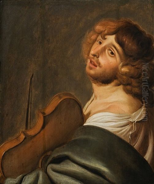 The Violin Player (allegory Of Hearing) Oil Painting by Jacob Adriaensz de Backer