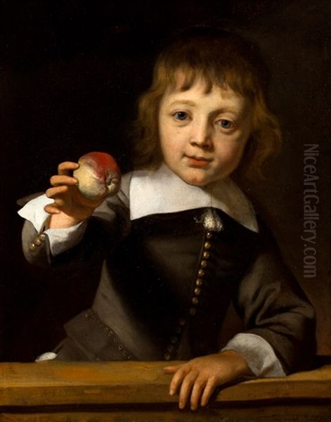 Een Zesjarige Jongen Met Appel Oil Painting by Jacob Adriaensz de Backer