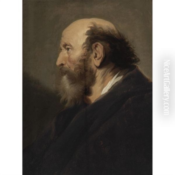 Profile Portrait Of A Bearded Man Oil Painting by Jacob Adriaensz de Backer