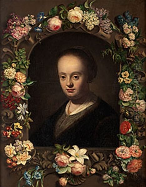 Portratt Av Kvinna I Blomsterkrans Oil Painting by Jacob Adriaensz de Backer