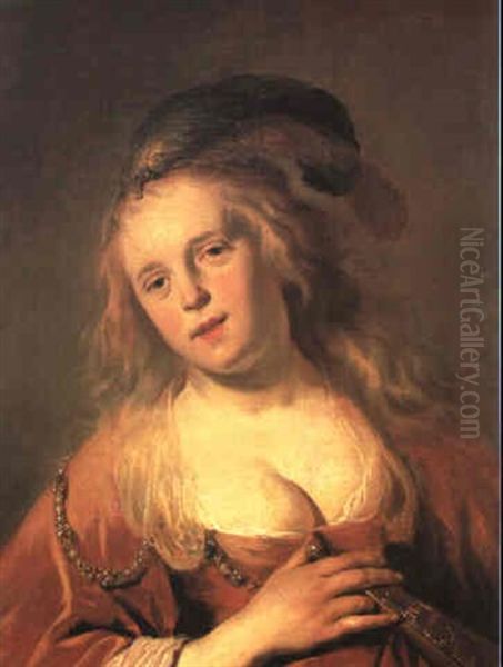 Halbportrat Einer Jungen Musikantin Oil Painting by Jacob Adriaensz de Backer