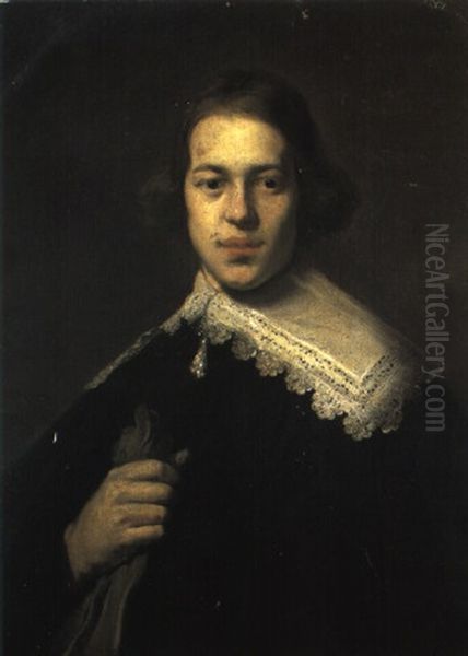 Portrait D'un Homme, Vetu D'un Manteau Noir Et D'un Col Blanc by Jacob Adriaensz de Backer