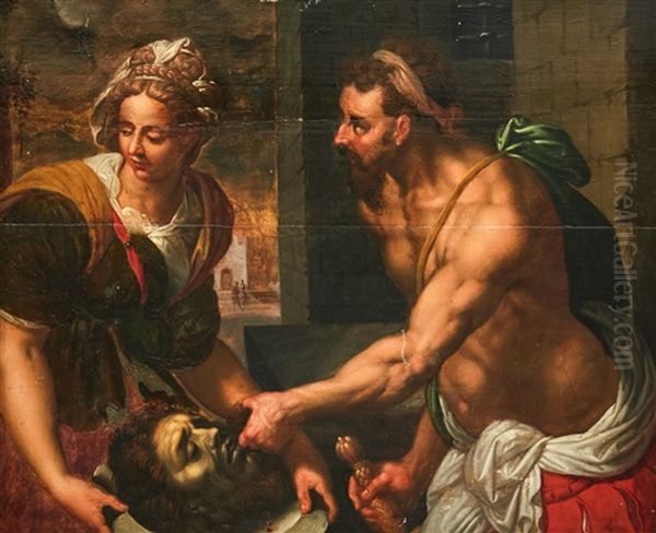 Salome With The Head Of St John The Baptist Oil Painting by Jacob De Backer