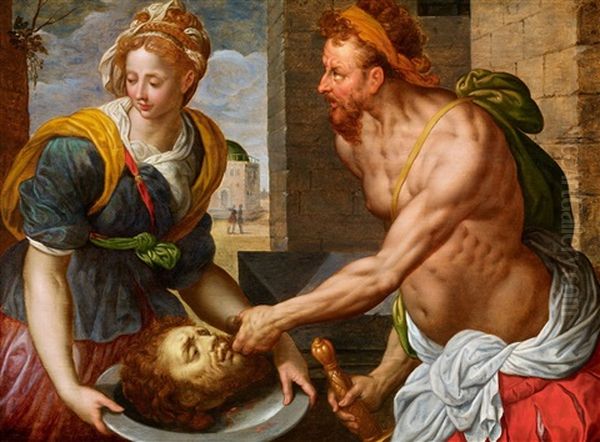 Salome With The Head Of John The Baptist Oil Painting by Jacob De Backer