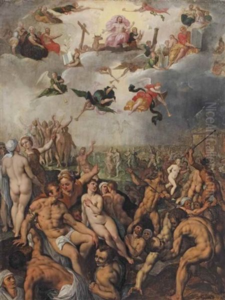 The Last Judgement (collab. With Studio) Oil Painting by Jacob De Backer