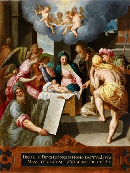 The Nativity Christ Carrying The Cross Oil Painting by Jacob De Backer