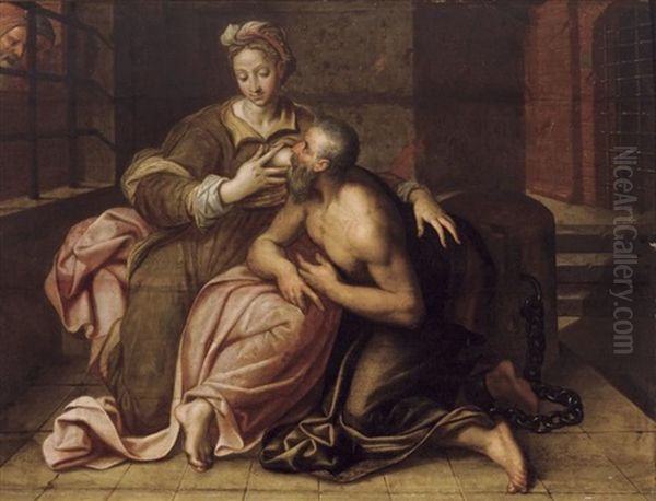 Caritas Romana Oil Painting by Jacob De Backer