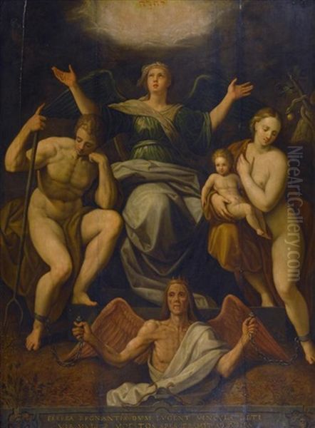 Adam Und Eva Vom Tod Gekettet, Durch Die Hoffnung Erlost Oil Painting by Jacob De Backer